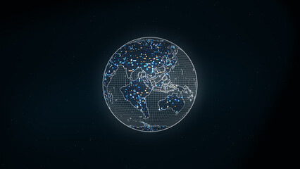 Technology Digital Earth World on Space Background