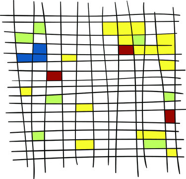 vector black hand drawn grid fill some with colors