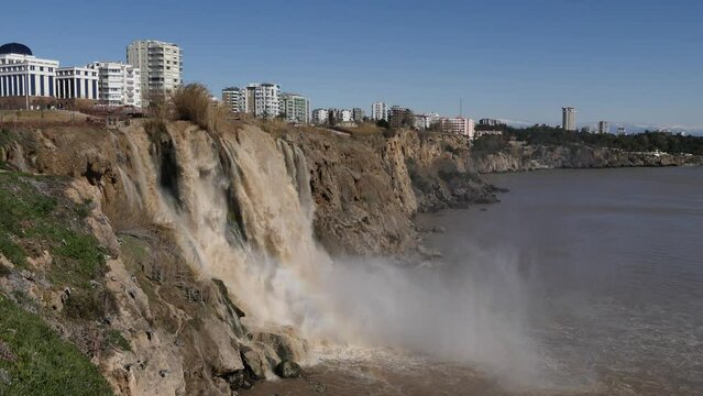 touristic cliff city antalya in mediterranean turkey coastline by the mediterranean sea