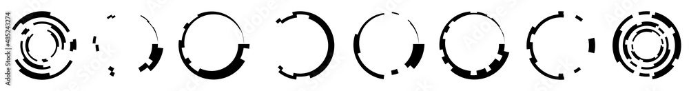 Leinwandbilder set of abstract circle graphic. geometric circle, ring design element. circular, concentric angular 