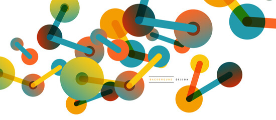 Line points connections geometric abstract background. Circles connected by lines. Trendy techno business template for wallpaper, banner, background or landing