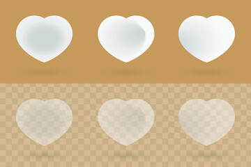 love icon collection. with glass morphism style. chocolate background. transparent, frosted and shiny glass concept.