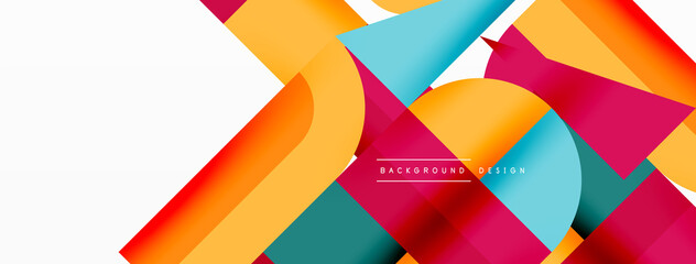 Minimal geometric abstract background. Circle square and triangle design. Trendy techno business template for wallpaper, banner, background or landing