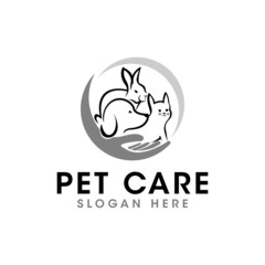 veterinary logo, pet care logo design vector illustration