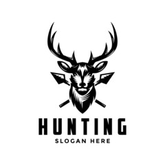 deer hunting logo design vector illustration