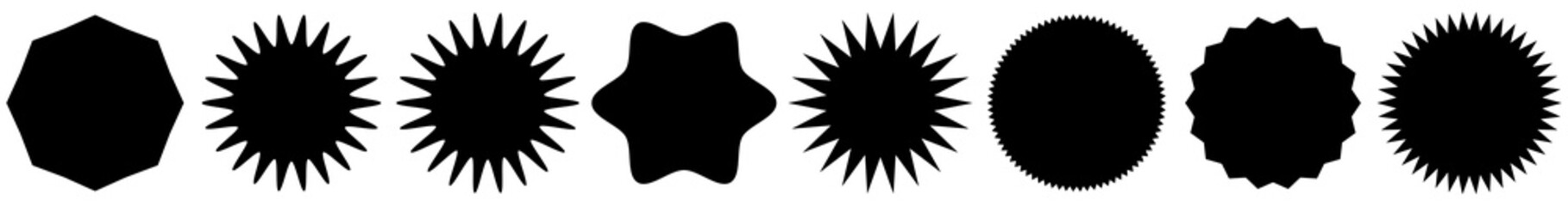 Starburst, sunburst price tag, label with empty, blank space. Price flash button, pin shape