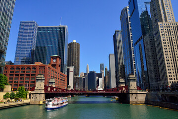 Fototapeta na wymiar Urban architecture street landscape of Chicago, USA