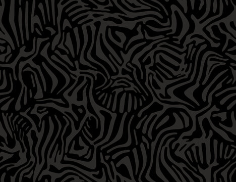 Black zebra repeating texture. Animal skin stripes, jungle wallpapers. Wild life seamless pattern. Dinosaur bones. Skeletal remains background. Vector