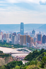 Fototapeta premium Panoramic view of the downtown of Lanzhou (China)