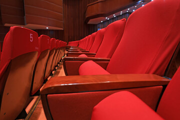 The red row chairs are in the theater, North China