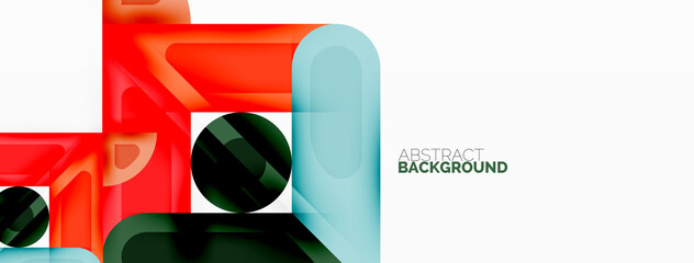 Creative geometric wallpaper. Minimal abstract background. Circles lines squares composition vector illustration for wallpaper banner background or landing page