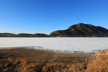 Winter mountain reservoir scenery, Zunhua City, Hebei Province, China