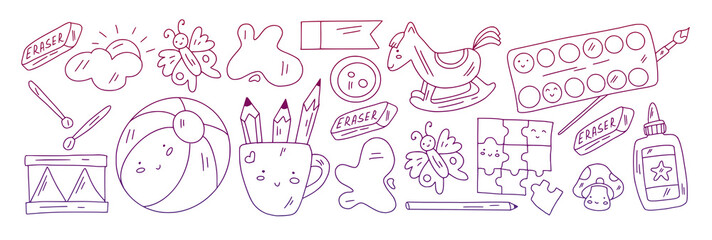 School, preschool, education. Creativity and imagination. Little children online education, e-learning.