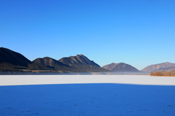 Winter mountain reservoir scenery, Zunhua City, Hebei Province, China
