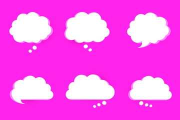 Fototapeta premium 3d pink cloud speech bubble set illustration