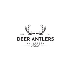 Deer hunter logo template, deer antlers, vintage, brand logo
