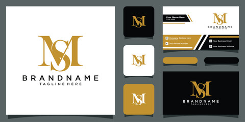 Alphabet Letter Icon Logo MS or SM with business card design