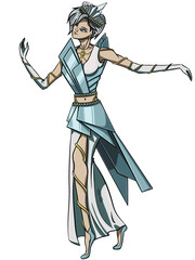 Vector illustration of elegant queent with crown on her head