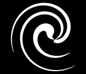 Swirl twirl, spiral, vortex shape. Circular, radial lines element with rotation effect