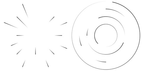Radial, radiating circular, concentric lines vector element - 485252228