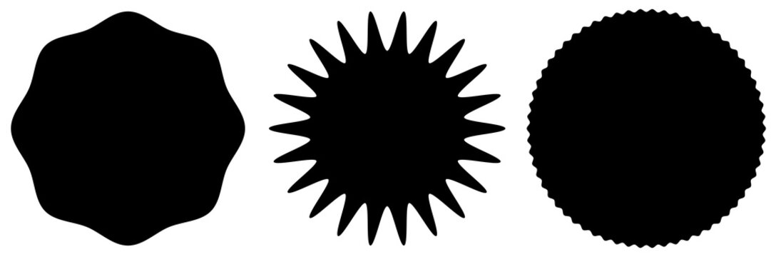 Starburst, sunburst price tag, label icon with blank, empty space. Price flash button, pin shape