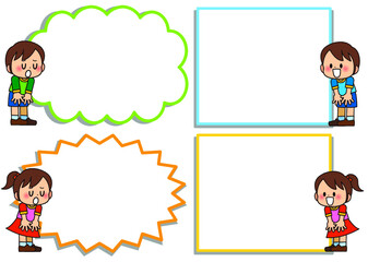 フレーム,フキダシ,ありがとう,あいさつ,子供,小学生,学校,幼稚園,保育園,小学校,園児,保育所,保育,子供向け,お辞儀,可愛い,生徒,吹き出し,