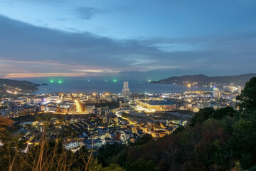 Colourful Sunset Patong Beach lovely vibrant orange, pink and Blue colours Phuket Thailand Thai 