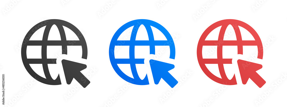 Poster Website icon. Internet website with cursor arrow icon set.
