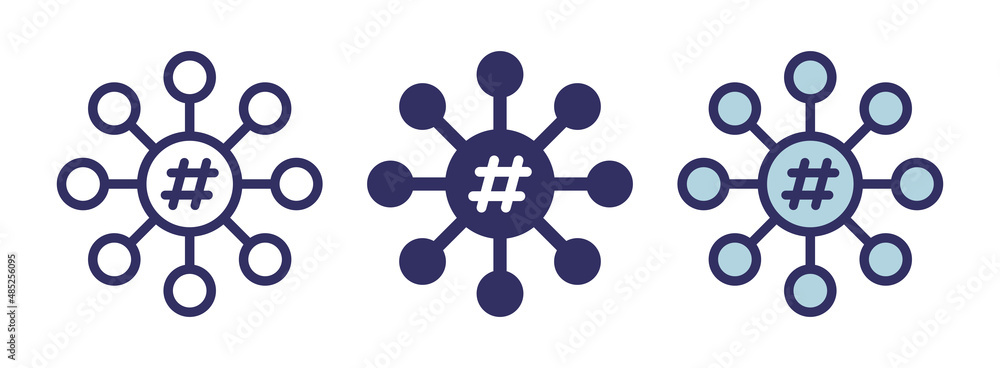 Aufkleber Social network icon set. Network connection isolated on white background.