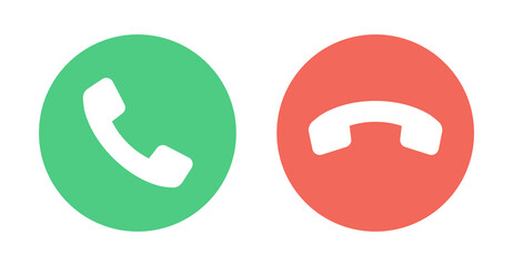 Phone call button icon. Answer and decline button in graphic design.