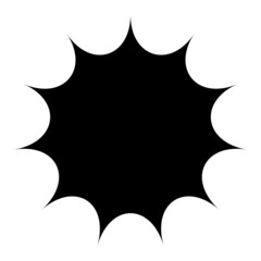 Black radial starburst, sunburst-like element, design shape vector