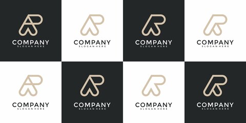 Set of abstract monogram initial letter r logo design template