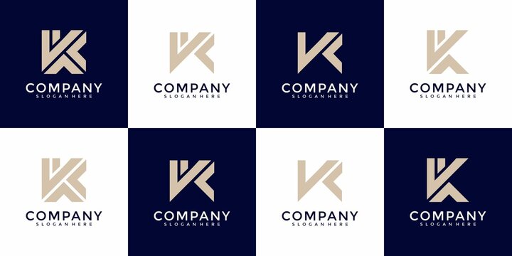 Set of collection initial letter k logo design template.
