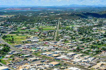 Aerial view of commercial and industrial area