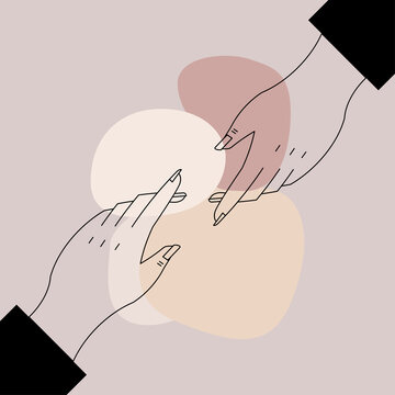 Couple's Hand. with the concept of line art design. Trendy Minimalist Prints Set for Wall Art Designs, Posters, Social Media Templates. Vector Illustration Eps 10