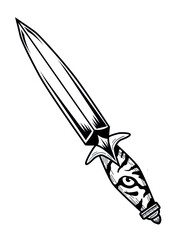Vector illustration of knife or dagger with graphic design