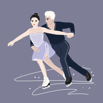 Figure Skating athletes on a competition costumes. Pair skating