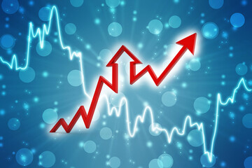 3d rendering business graph and documents. Stock market chart. Business graph background, Financial Background