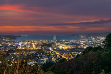 Colourful Sunset Patong Beach lovely vibrant orange, pink and Blue colours Phuket Thailand Thai 