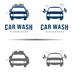 set of car wash logo design template. automotive cleaning logo design on isolated background