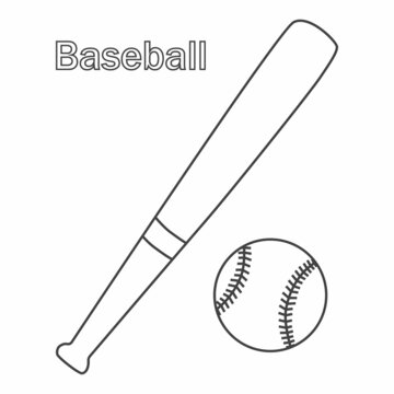 Baseball bat with ball. Baseball icon illustration. Baseball bat and ball outline icon. Vector illustration