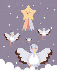 Obraz na płótnie Canvas baby stork and star