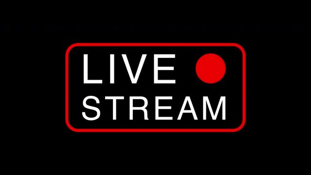 Live Stream Sign or Symbol on Black Background Seamless Loop