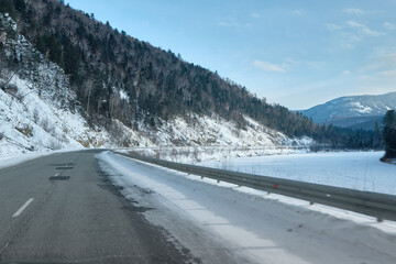 Sunset among the mountains on the road Lidoga-Vanino Khabarovsk territory.