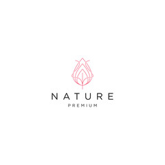 Nature leaf line logo icon design template