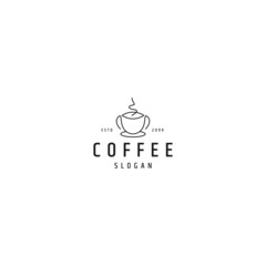 Coffee cup line logo design template