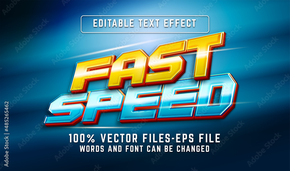 Poster fast speed 3d text effect. editable text effect premium vectors