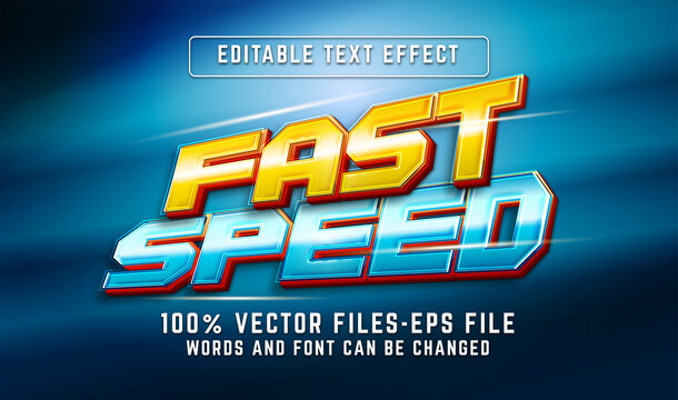 Fast speed 3d text effect. editable text effect premium vectors