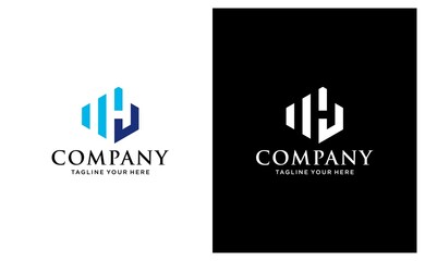 Creative design letter H building house logo symbol. on a black and white background.