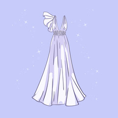 Model of a wedding dress with sequins around